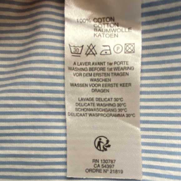 Saint James Mademoiselle Blue White Striped Button Down Preppy Shirt Size 14 - Picture 13 of 15